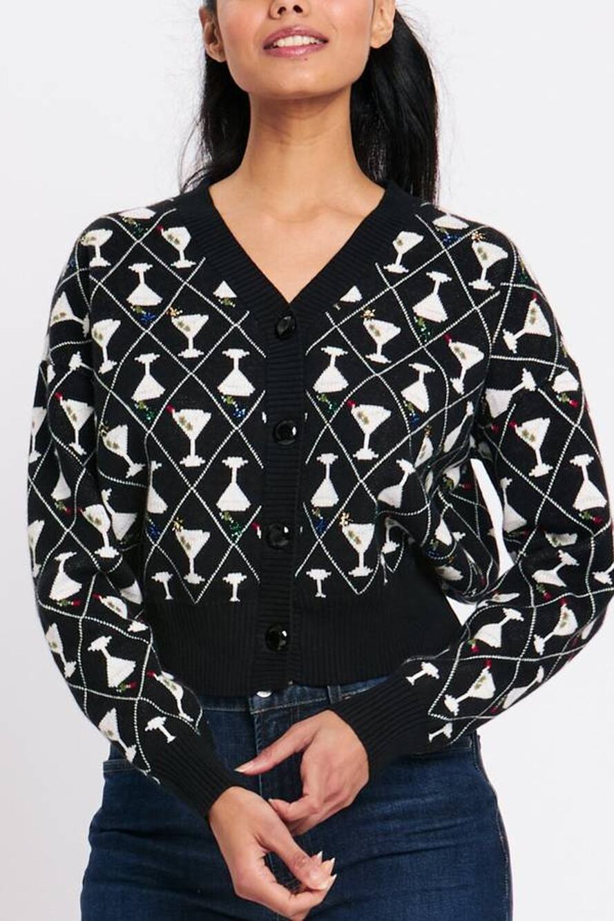 Rachel Antonoff Cori V Neck Cardigan in Mini Martini S